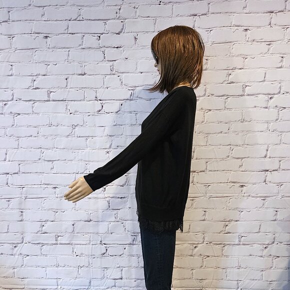 JOIE, Hilano black cashmere blend classic lace trim sweater - Picture 12 of 13
